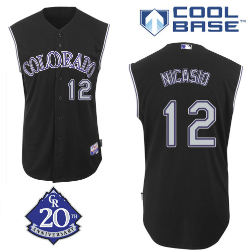 Juan Nicasio #12 MLB Jersey-Colorado Rockies Men's Authentic Alternate 2 Black Baseball Jersey